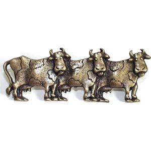 Emenee OR252-ABR Premier Collection 3 Cows Pull (Right) 4 inch x 1-1/2 inch in Antique Matte Brass Story Book Series
